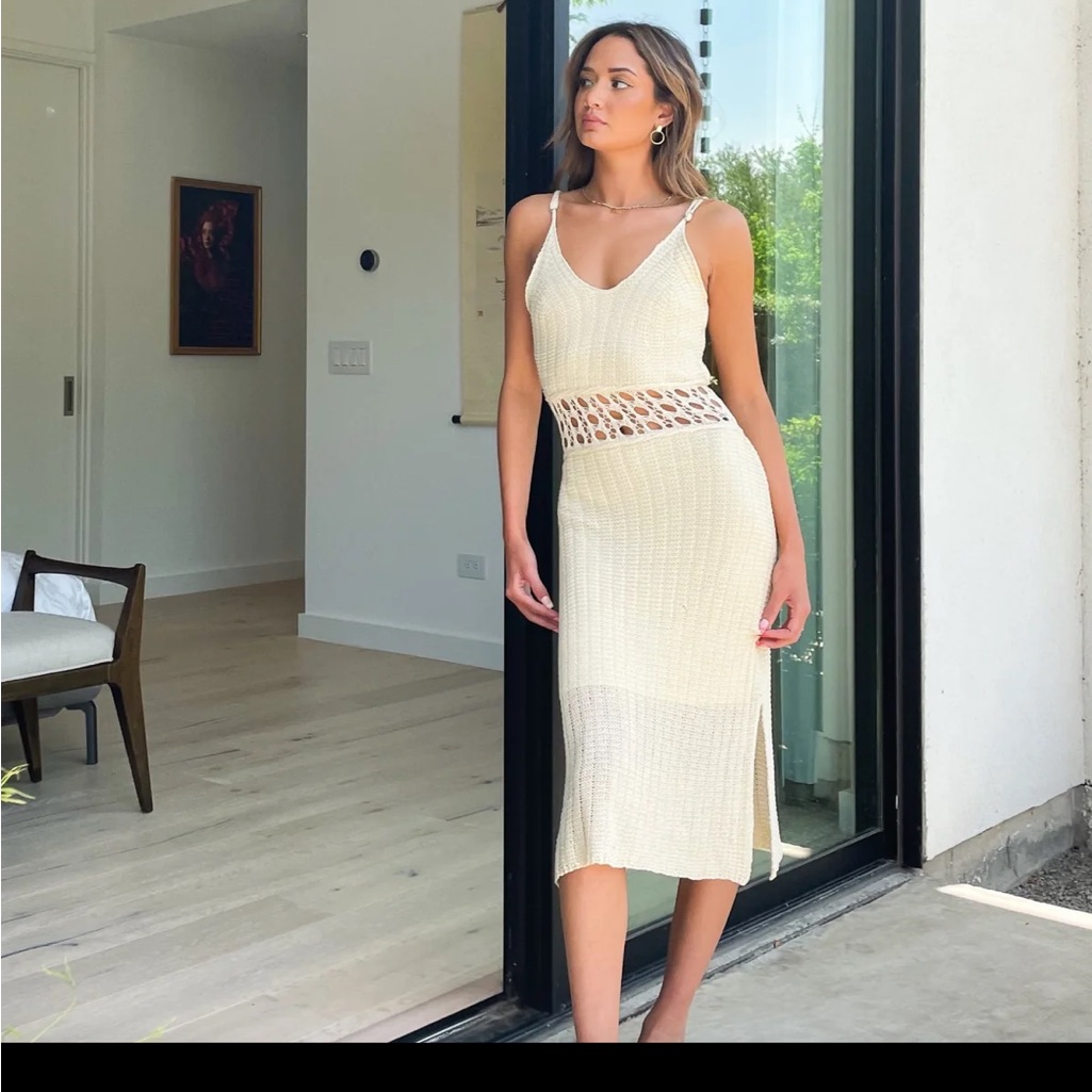 Line & Dot Olivia Crochet Dress In Natural Nwt Medium